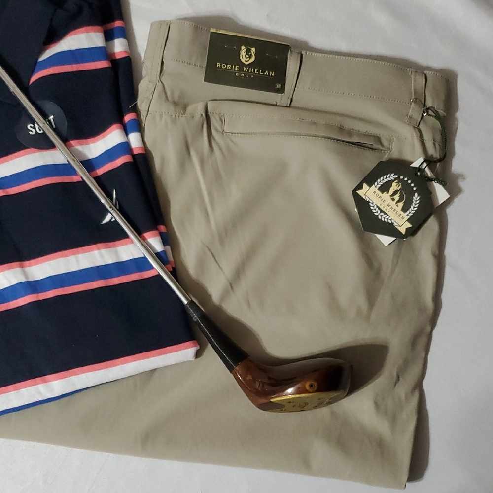 Rorie Whelan Golf NWT Men's Tan Moisture Wicking Hybrid Stretch Shorts Size 38